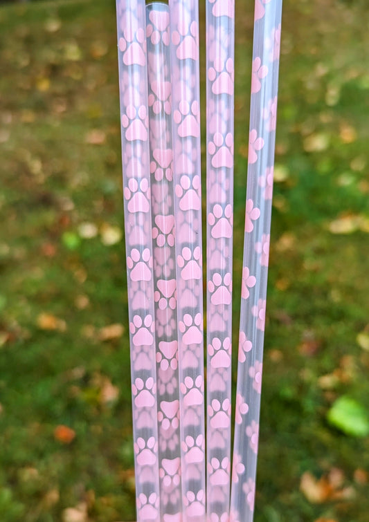 Pink Paw Print Straw