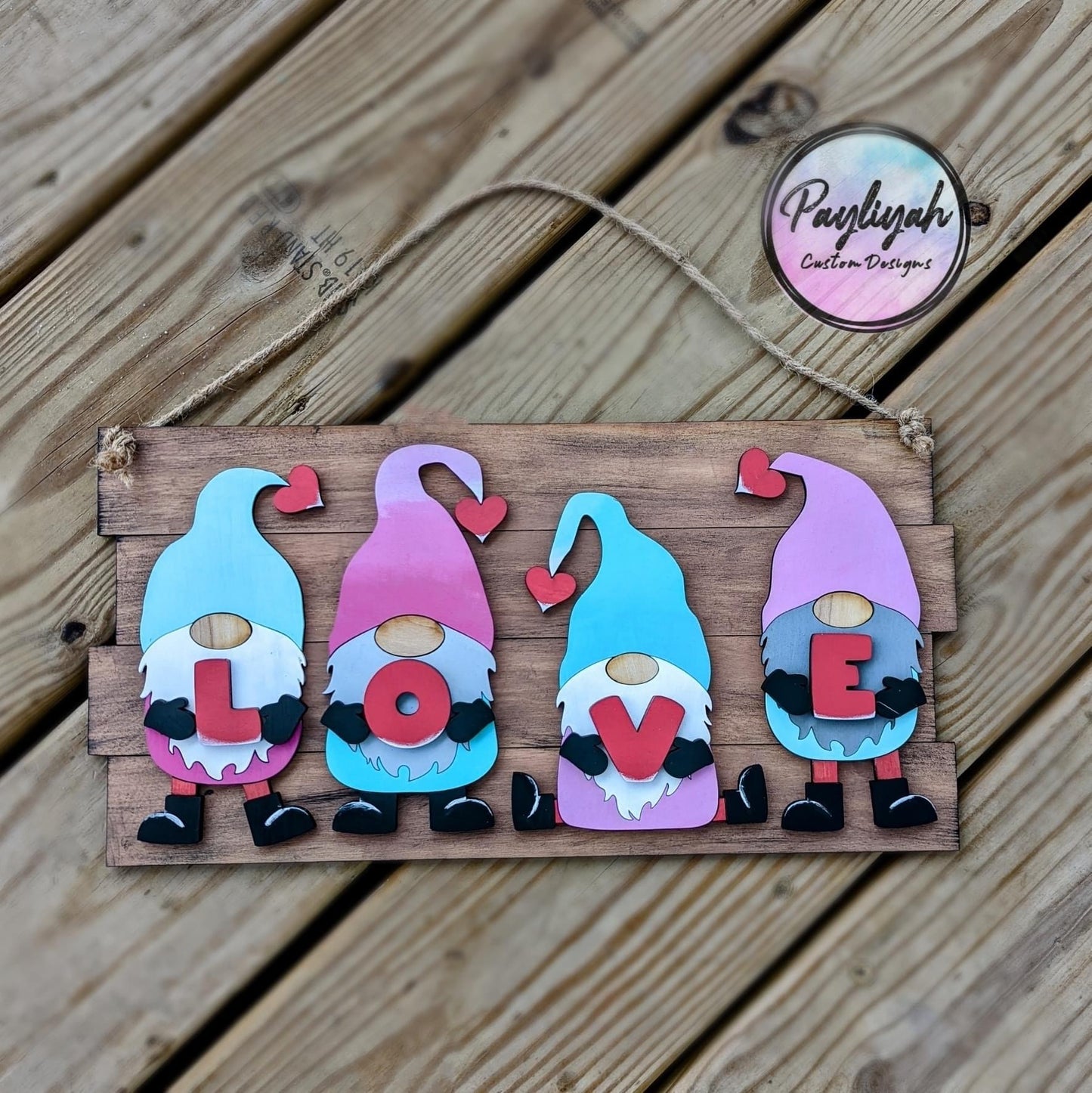 Valentines Gnomies Wooden Sign