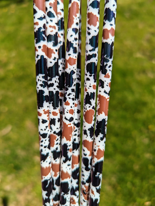Black &￼ Brown Cow Print Straw